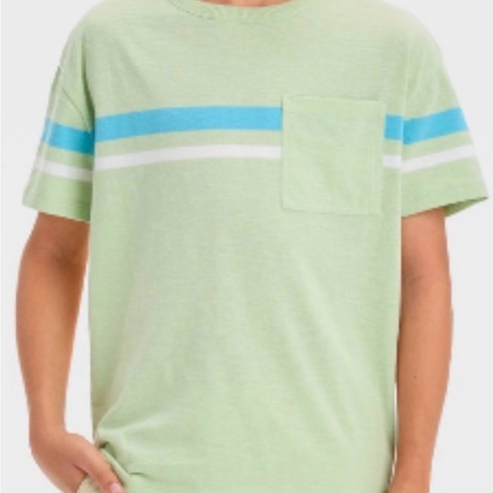 Cat & Jack Light Green Tee with Blue Stripe